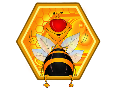 Bee In Honeycombs 2d art bee cartoon character emotions honeycomb illustration inspiration