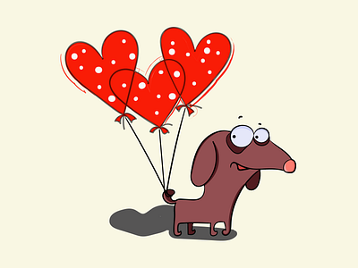 Lovely Badger Dog 2d badger cartoon character dog heart illustration valentine day