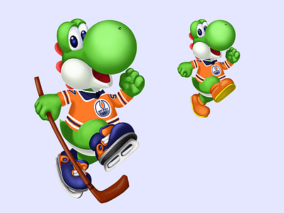 Yoshi Character 2d cartoon character children fun art hockey illustration jersey mario skates sport yoshi