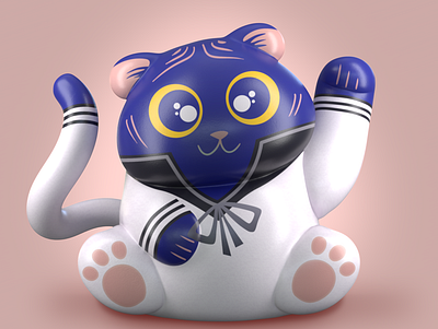 Lucky tiger cat’s girl 3d 3d character 3d illustration cartoon cat character design illustration lucky cat nft
