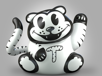 Lucky tiger cat’s, black and white 3d 3d character 3d illustration cartoon cgi character design design illustration