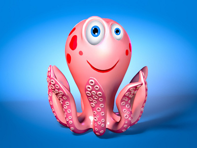 Pink Cartoon Squid 3d 3d character 3d design 3d illustration sculpture squid