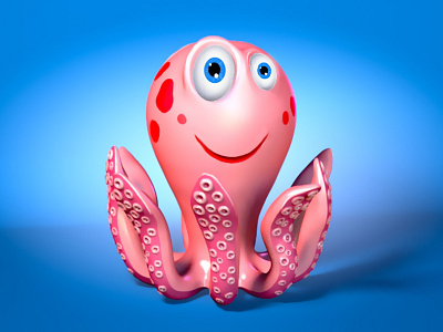 Pink Cartoon Squid