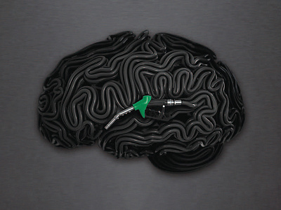 BP Brain 3d illustration black brain petrol hose pipes