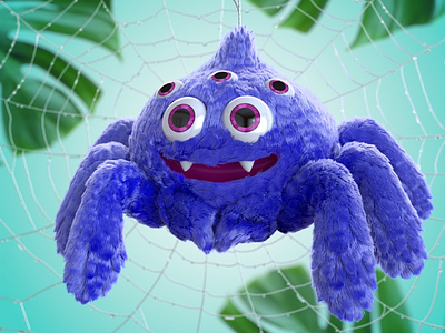 Muppet Spider 3d 3d character 3d illustration 3d render character design character illustration furry muppet softtoy spider toydesign