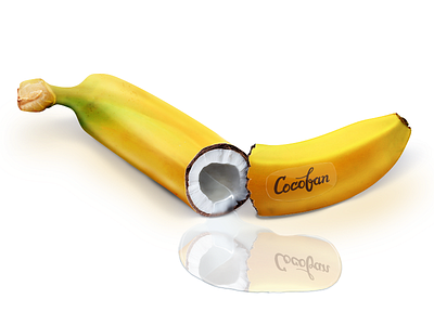 Cocoban advertising banana coconut food illustration joining lettering