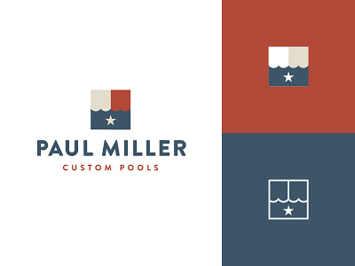 Paul Miller Logo blue branding logo pool red white