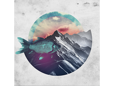 COLLAGE | Sol art blue circle collage collageart colors design fish illusion illustration mountain psd purple sky sun texture