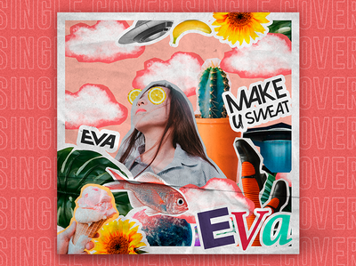 SINGLE | Eva art blue cloud collage collageart colors cover cover art cover design design edm eletronic music psd single single art song spotify