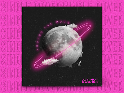 SINGE | Around The Moon album cover album cover art cloud collage cover art design edm eletronic ep ep cover moon music music cover pink single single art single cover singlepage song spotify