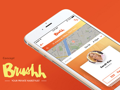 🔥 Brushh, your private hairstylist _Concept app android app brush concept hairstylist interface ios lifestyle orange uber ui ux