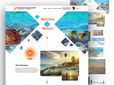 Website for Orange blue clean mexico orange parallax shape ui ux white