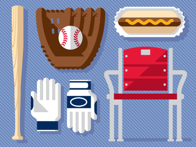 Baseball Icons ball baseball bat batting gloves chair glove hot dog icons mitt seat studio simon