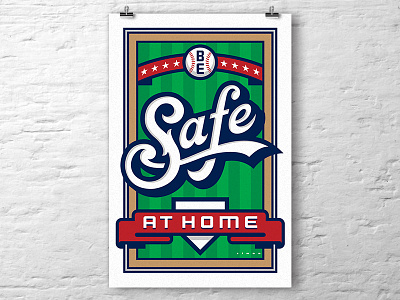 Be Safe at Home banner baseball coronavirus covid19 lettering poster poster art ribbon script