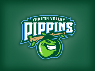 Yakima Valley Pippins apple baseball bat branch logo studio simon yakima