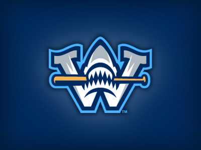 Wilmington Sharks Cap Logo baseball bat letter logo shark studio simon w
