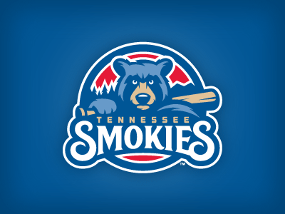 Smokies Primary animal baseball bat bear logo mountains smokies studio simon tennessee trees