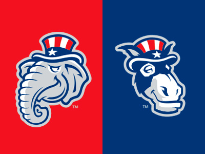 Are You Red or Blue? baseball blue donkey elephant logo politics red studio simon