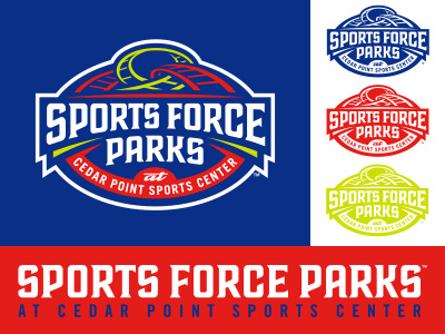 Sports Force Parks amusement park lettering logo sports studio simon