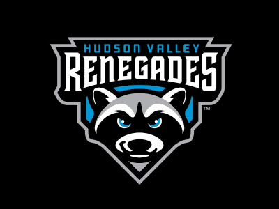 Hudson Valley Renegades baseball home plate logo raccoon renegades studio simon