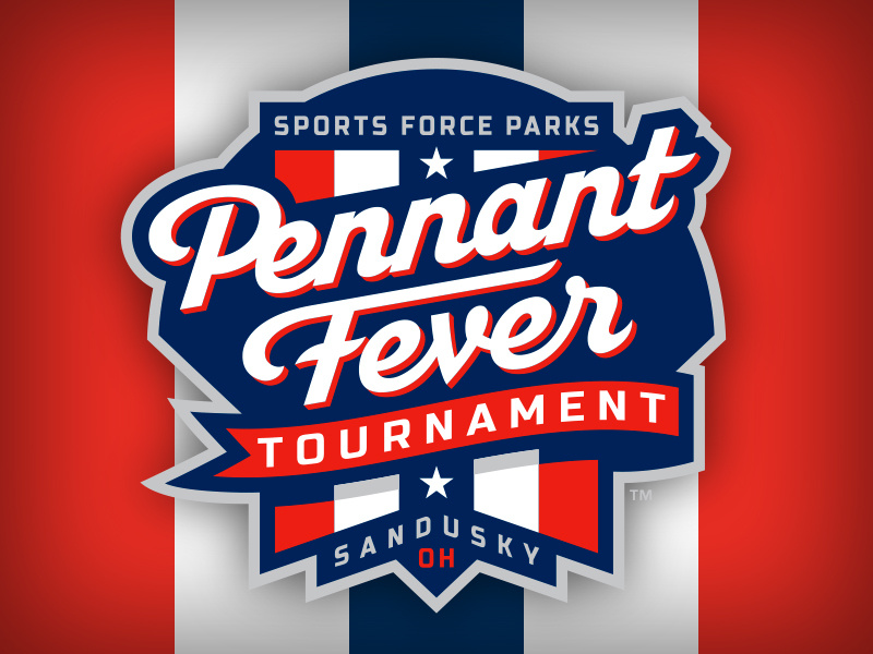 Pennant Fever badge baseball script lettering sports logo studio simon