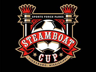 Steamboat Cup badge logo riverboat soccer steamboat studio simon tournament