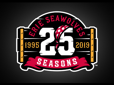 Erie SeaWolves 25 Seasons badge bandana baseball logo pirate sports studio simon