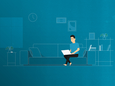 Living room animation character design illustration motion graphics vector