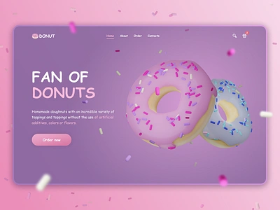 Donut Landing Page 3d blender blender 3d color cupcake design donut donut shop food illustration interface landing page order order food render shop sweet ui ux website