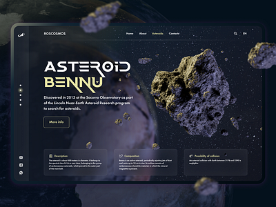 3D Asteroid Project 3d asteroid asteroids blender blender 3d dark theme design illustration interface landing page planet render space stars system ui ux webdesign website