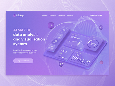 Business Intelligence 3d blender branding crm data design ill illustration interface landing landing page logo pink product purple system ui ux web website