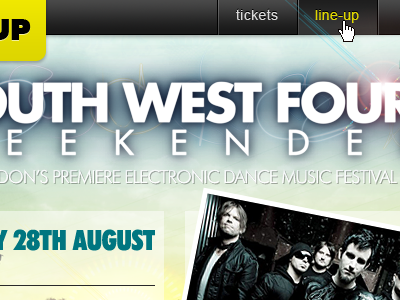 South West Four festival mini site music photoshop web design