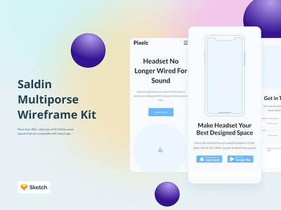Saldin Multiporse Wireframe Kit app design digital kit minimal mobile sketch ui ui8 wireframe