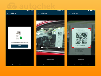 AutoChek app barcode design figma mobile qr qr code scan ui uidesign uiux uiuxdesign ux ux design