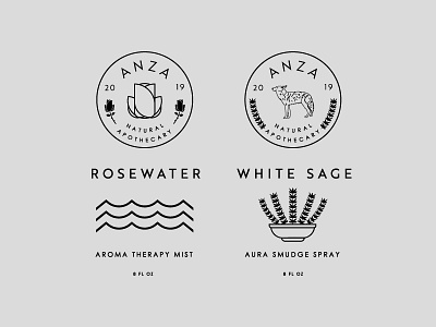 Anza Apothecary Labels aromatherapy aura rosewater sage