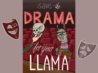 Drama Llama arts drama greeting cards illustration llama