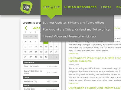 UIE Intranet Design dashboard