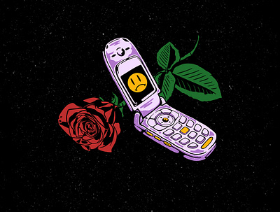 Old Skool Lover illustration phone rose t shirt tees