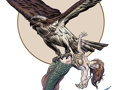 Mermaidvsgiantbirdcolordribbble