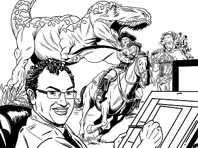 CV Comic Cover Detail comic art comic book art comic book cover dinosaur flintlock suzy samson t rex