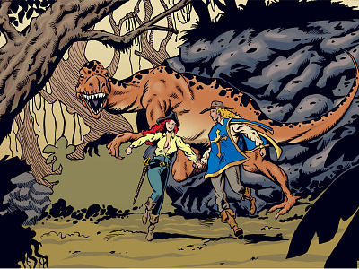 Bonniededmonddino comic book dinosaur illustartion musketeer pirate