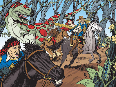 Colorcoverstage1 comic book dinosaur illustration musketeer pirate