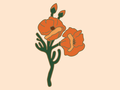 Poppy Pin california california poppy enamel pin floral flower orange outside pin pretty wander