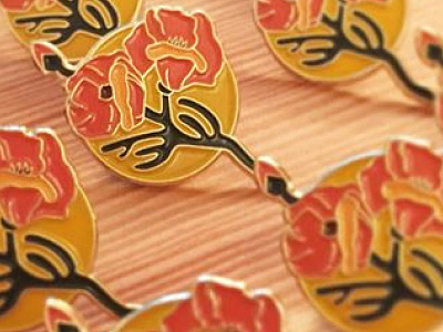 Poppy Pin Final adventure art california poppy enamel pin floral flowers poppy pin wildflowers