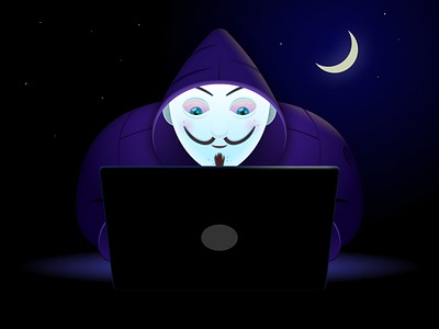 Hacker character concept creative cute design graphic hacker illustration new night vector