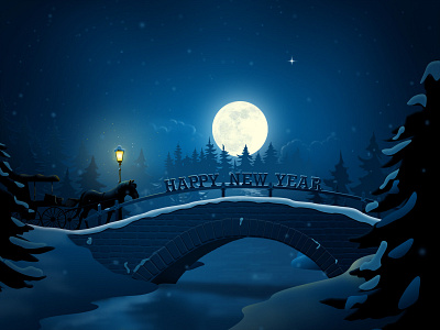 Happy New Year 2021 concept art design digital painting moon moonlight new year night trending