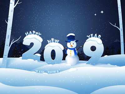 Happy New Year 2019 illustration