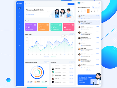 BeWell Clinic Dashboard UI bewell clinic dark dashboard illustration ui