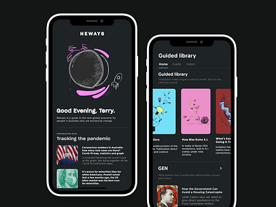 News and Insight App branding clean color concept design illustration layout minimal ui