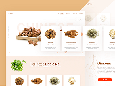 Chinese herbal medicine concept website design china color design herbs style ui web
